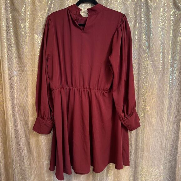 Express Burgundy Red Long Sleeve Mock Neck Mini Casual Dress XL - Picture 2 of 8